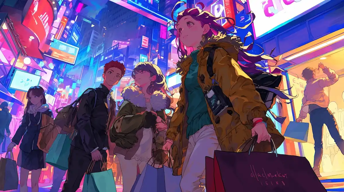 Vibrant midnight shopping scene for Black Friday at AliExpress