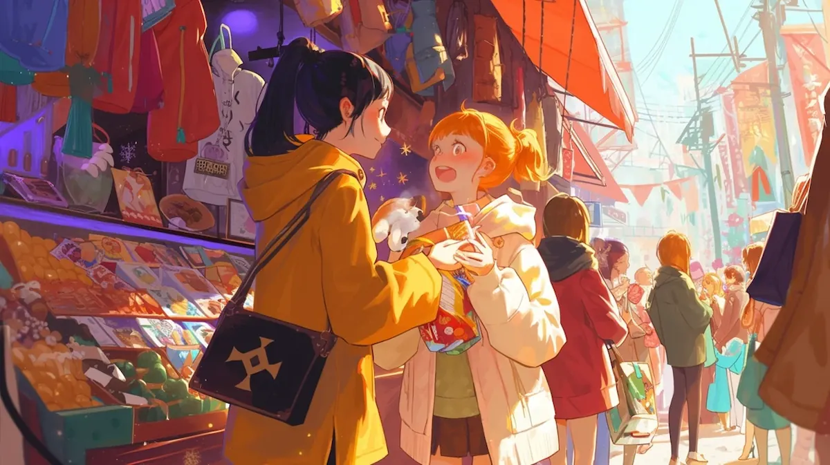 Festive market scene with AliExpress gifts