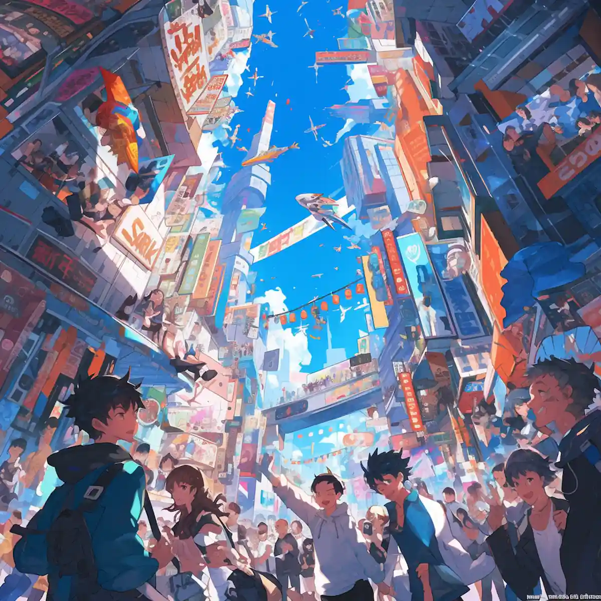 Manga-style shopping district during AliExpress Sale