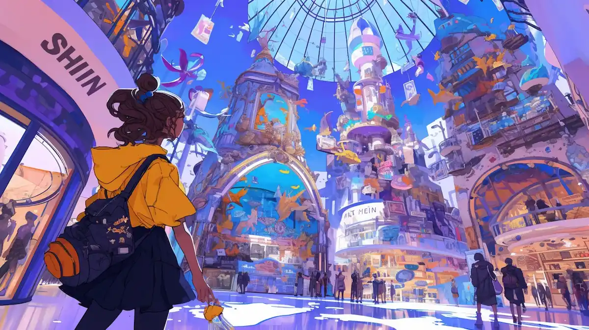 Shopping arena scene using Shein coupons