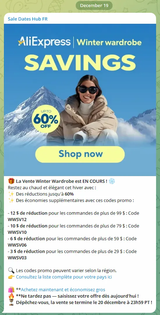Voici un exemple concret de ce que vous recevrez : des codes promo vérifiés, des alertes de ventes anticipées et des conseils d'économies, envoyés directement sur votre messagerie. Voici un exemple concret de ce que vous recevrez : des codes promo vérifiés, des alertes de ventes anticipées et des conseils d'économies, envoyés directement sur votre messagerie.