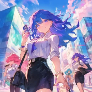 Manga-style scene of earning and redeeming Temu credits